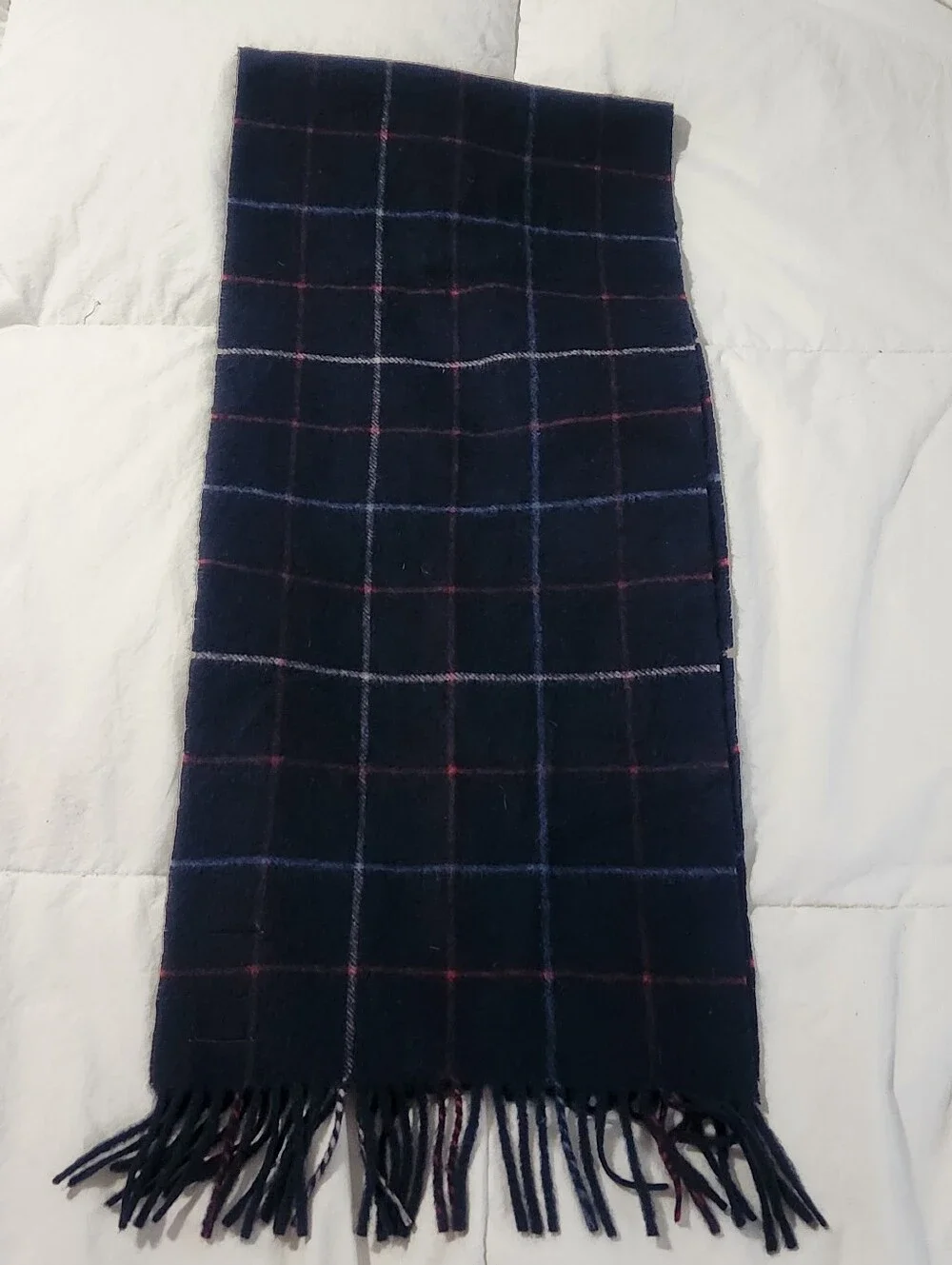B. Altman & Co. Cashmere Scarf Unisex Navy Plaid 56